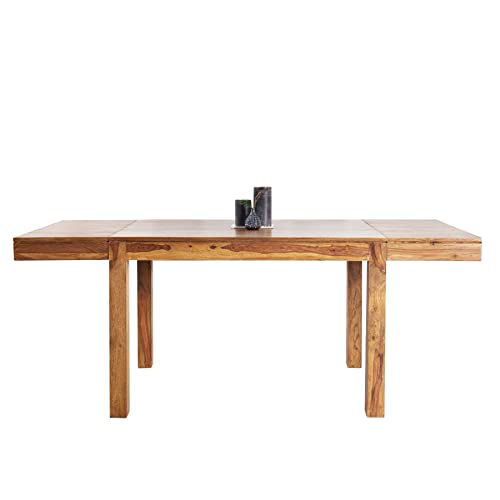 invicta INTERIOR Massiver Esstisch Pure 120-200 cm Sheesham Massivholz ausziehbar Holztisch Küchentisch mit Ansteckplatten