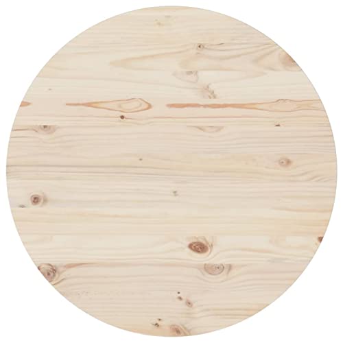 Tidyard Tischplatte Massivholzplatte Holzplatte Ersatztischplatte Holz Platte für Esstisch Massivholz Kiefer Ø80x2,5 cm