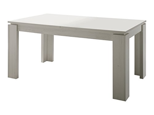 trendteam smart living Esszimmer Küchentisch, Esstisch Tisch Universal, 160 x 77 x 90 cm in Pinie Weiß mit Ausziehfunktion
