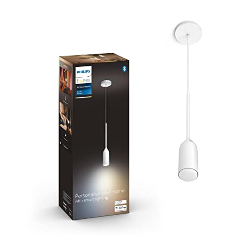 Philips Hue White Amb. LED-Pendelleuchte Devote, weiß, dimmbar, alle Weißschattierungen, steuerbar via App, kompatibel mit Amazon Alexa (Echo, Echo Dot)