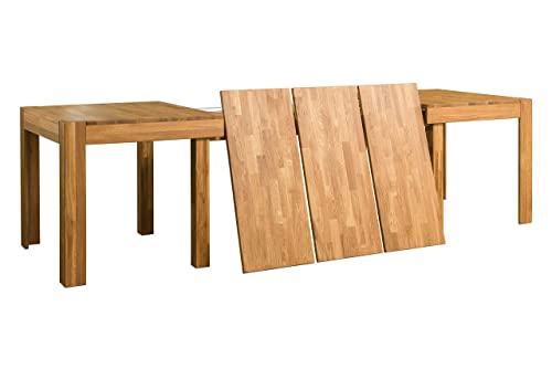 Nordic Story Esstisch XL (ausziehbar) • Echtholz Küchentisch extra lang • Ideal als Konferenztisch oder für große Familien • Massivholz (Eiche) • Eiche Natur • Holztisch (160-280 x 90 x 75 cm)