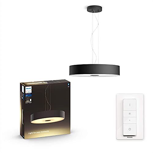 Philips Hue White Amb. LED-Pendelleuchte Fair inkl. Dimmschalter, schwarz, dimmbar, alle Weißschattierungen, steuerbar via App, kompatibel mit Amazon Alexa (Echo, Echo Dot), 929003054501