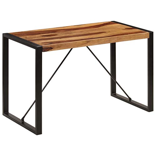 vidaXL Sheesham-Holz Massiv Esstisch Esszimmertisch Küchentisch Tisch Holztisch Speisetisch Massivholztisch 120x60x76cm Stahlbeine Palisander