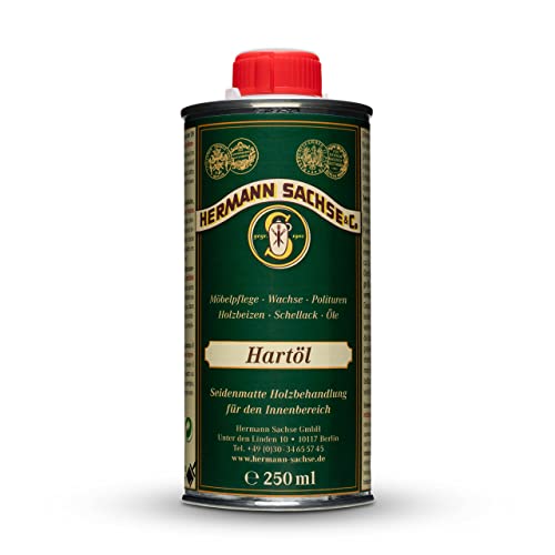 Hermann Sachse Hartöl 250ml für Eiche Nussbaum Akazie Buche - farblos Holzöl zur Pflege im Innenbereich Arbeitsplattenöl - Öl für Tische - Möbelöl auf Basis Leinölfirnis